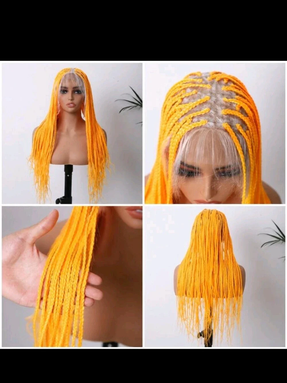 Bright Yellow Box Braids Wig - Women Hair. 24 Inches
